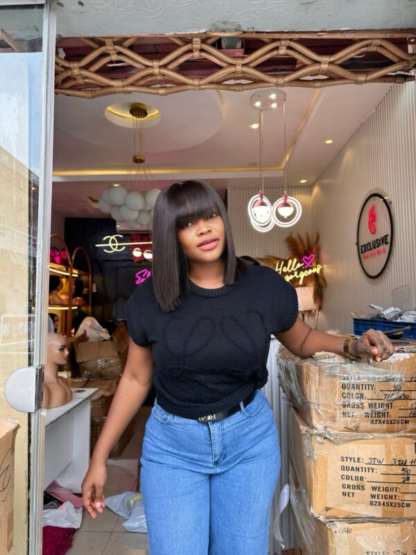 Chinese Bone Straight Closure Fringe Wig