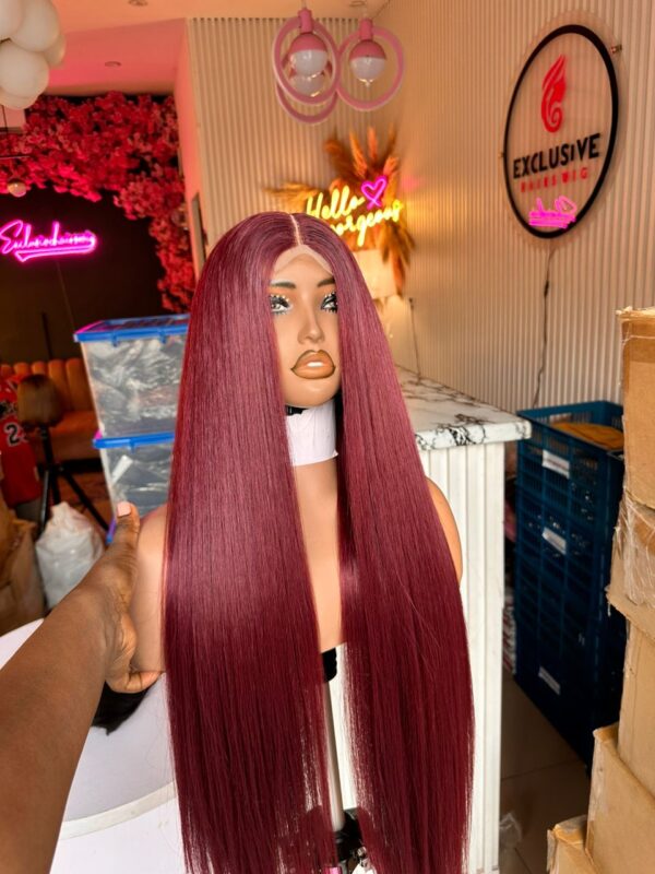 Burgundy Chinese Bone Straight Wig