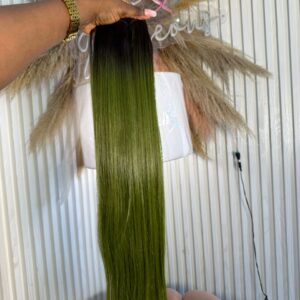 Chinese Bone Straight – Dark Root Lux Green