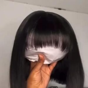 100% Human Hair Closure Fringe Wig