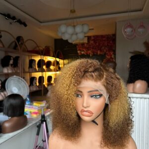 FASTEST FINGER DEAL – 100% FULL FRONTAL HIGHLIGHTED KINKY CURLS WIG